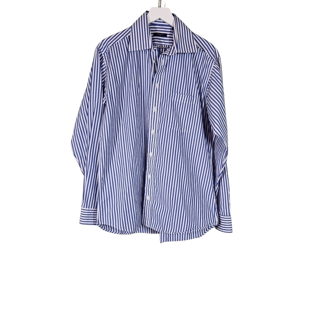 Burberry Blue and White Striped Men's Shirt